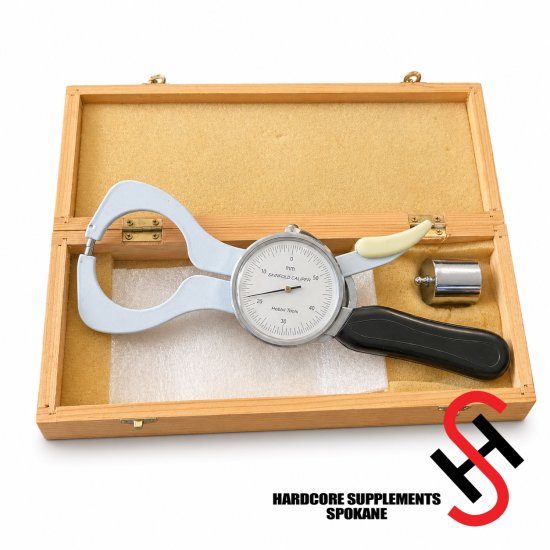 (image for) Professional Skinfold Caliper E-PZJ with Wooden Case – 50mm Body Fat Measurement Tool